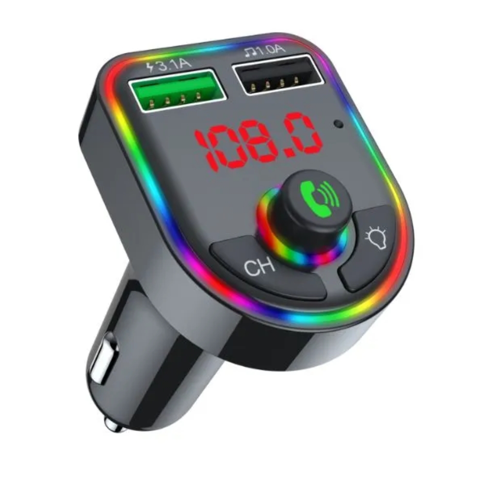 Modulador Havit Bluetooth v5.0+EDR MP3 Manos Libres Carga USB 3.1A Iluminacion RGB HV-FM811BT