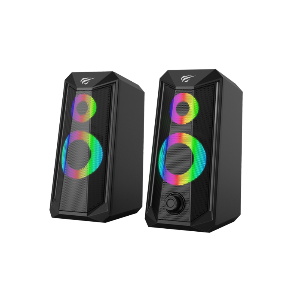 Parlante Havit RGB USB 2.0 Altavoz Estereo Potencia 5Wx2 Conexion USB y 3.5mm color negro SK208