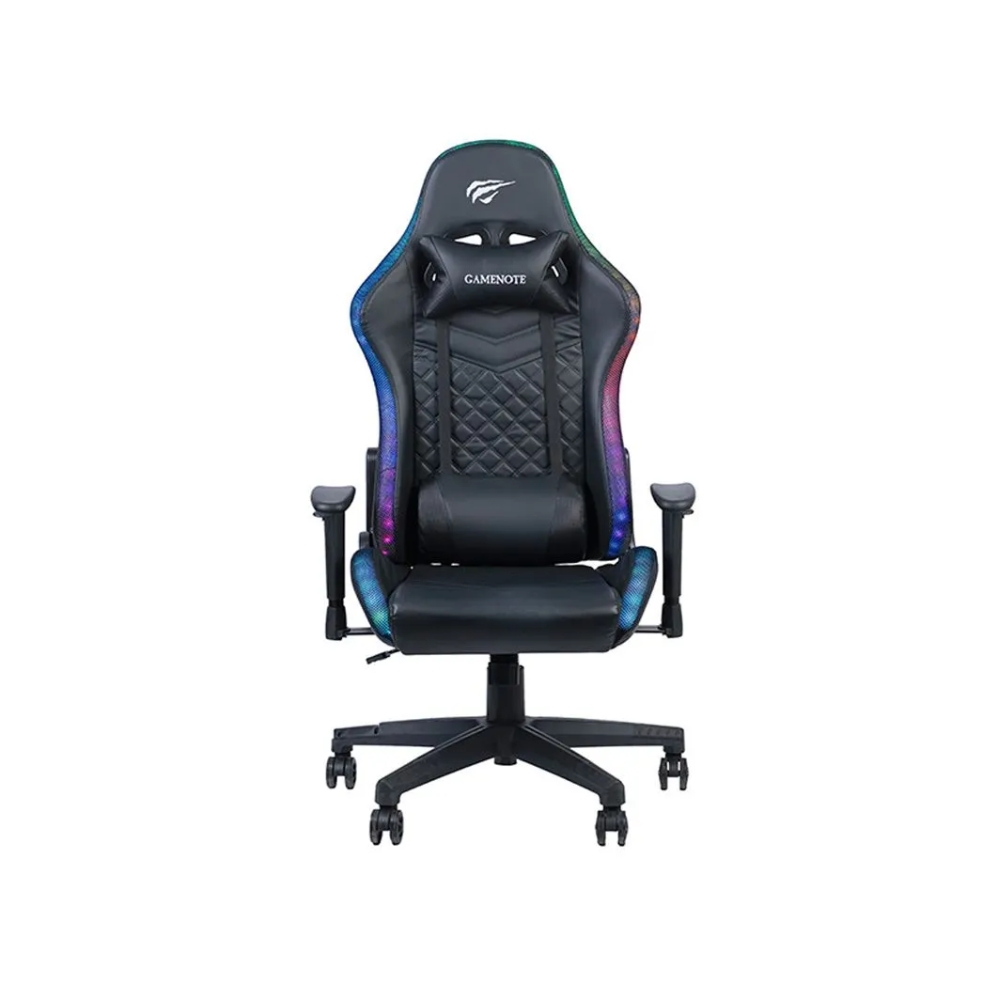 img Silla Gamer Havit con Luz LED Reposa Brazos 2D Gira 180 Grados Soporta hasta 150Kg color Negro GC927