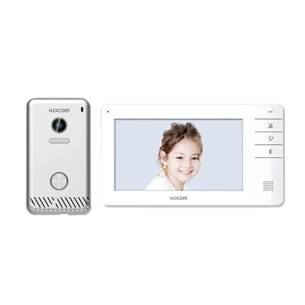 Video Portero Kocom 7" a Color LCD Comunicacion del Sistema de Manos Libres KCV-S701EB(DC) + KC-S81M