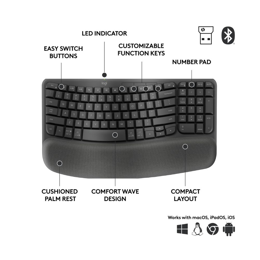 img Teclado Logitech Wave Keys Graphite 920-012325