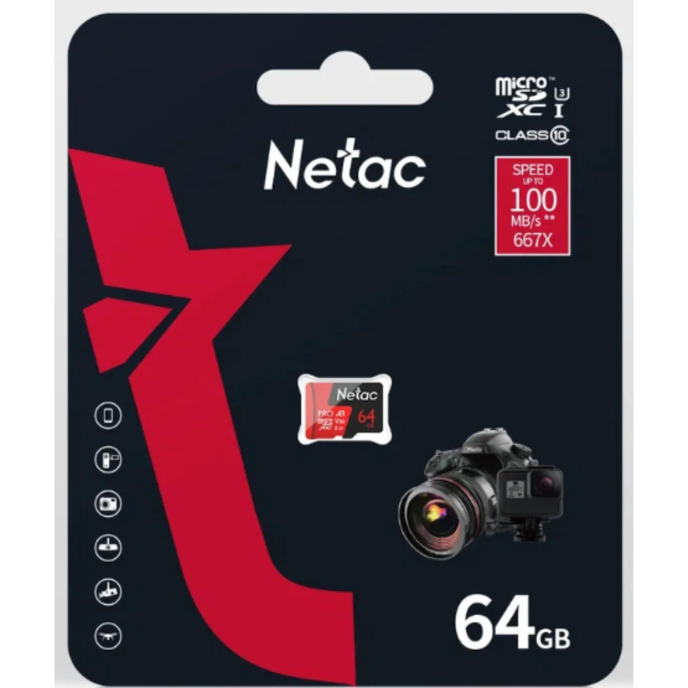 img Memoria Micro SD Netac 128GB Extreme Pro SDXC V30 A1 Clase 10 hasta 100MBps NT02P500PRO-128G-S