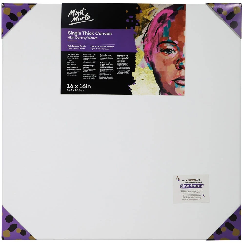 Lienzo Canvas MontMarte Signature Panel 40.6x40.6cm 16x16" Tela de Algodon 380GSM Marco de Pino CMST4040