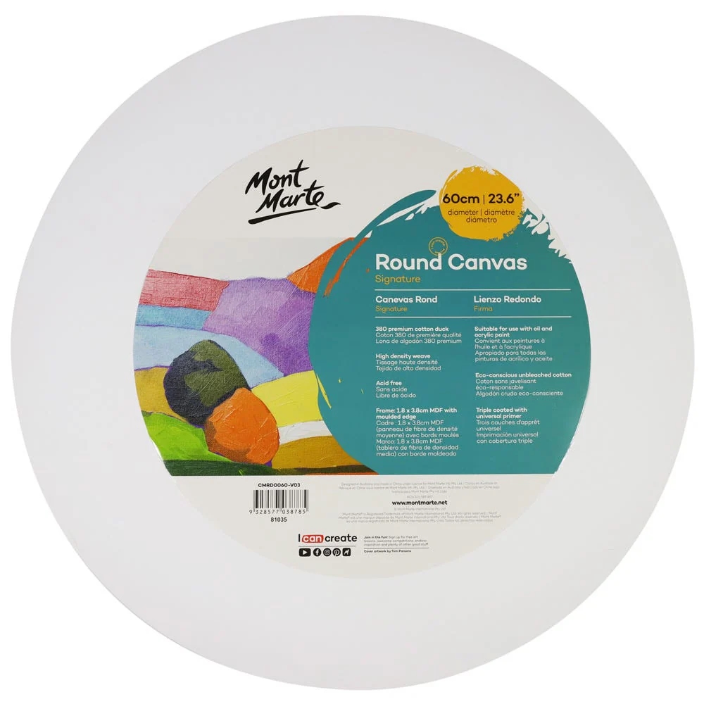img Lienzo Canvas MontMarte Signature Panel Redondo 60cm 23.6" Tela de Algodon 380GSM Marco de Pino CMRD0060