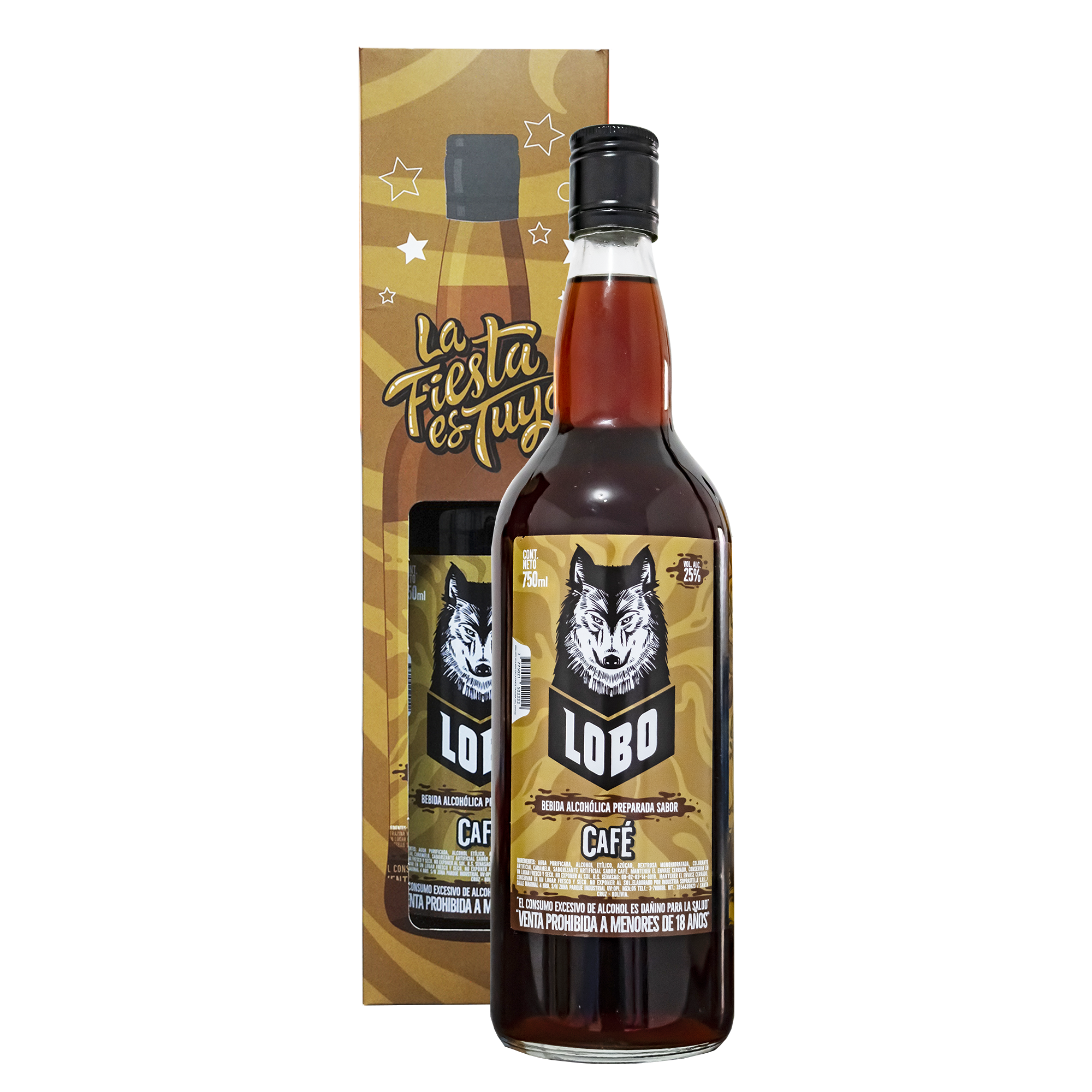 Bebida Alcohólica Lobo Preparada Sabor Café 750 ml. 