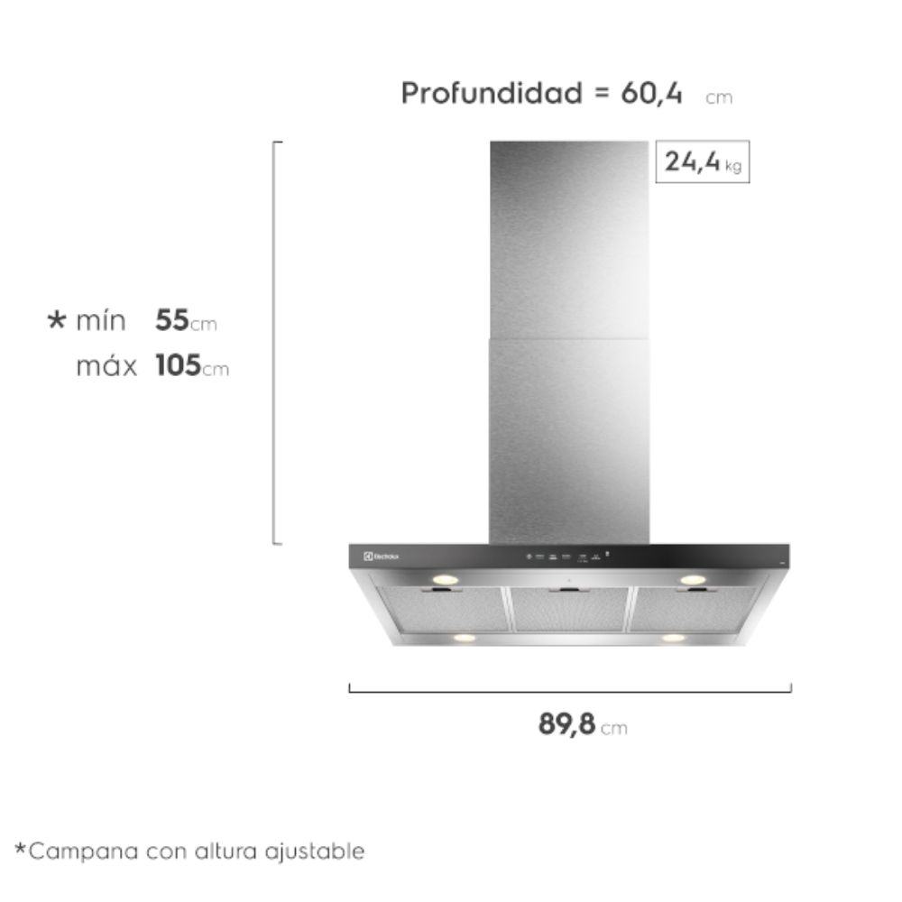 img Campana Isla Electrolux 90 cm EJIL907EXI