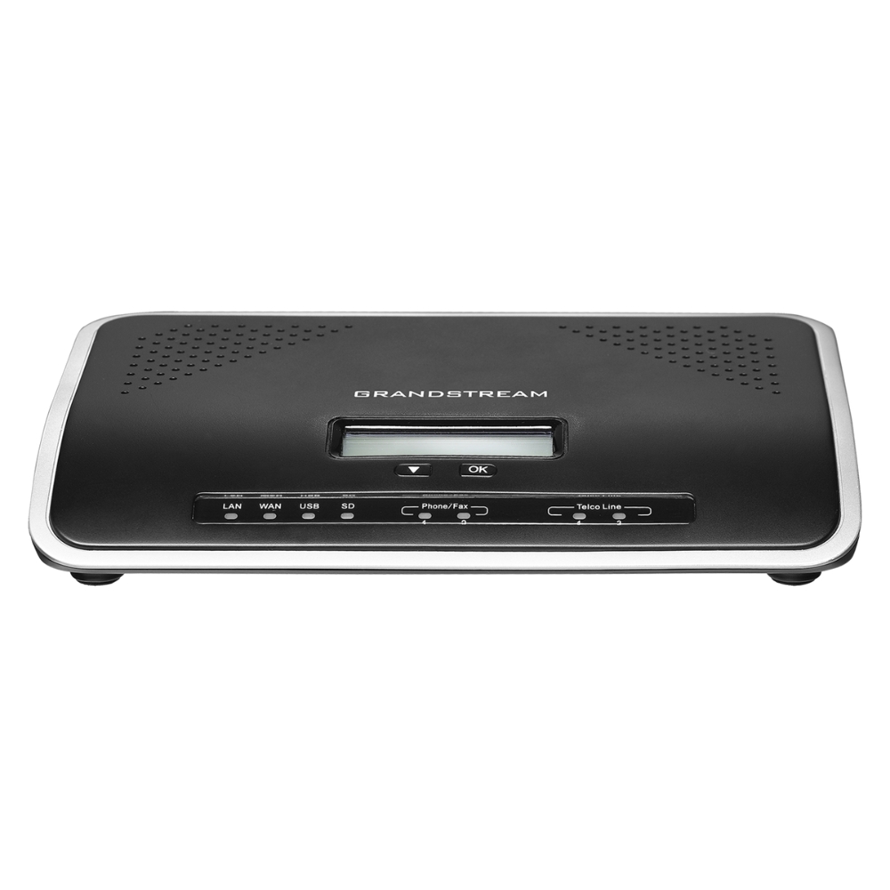 Central IP Grandstream 2 Troncales 2 Puertos FXO 2 Puertos FXS 500 Cuentas SIP 30 Llamadas Simultaneas 2 Puertos Ethernet Gigabit NAT Soporta Alimentacion PoE UCM6202