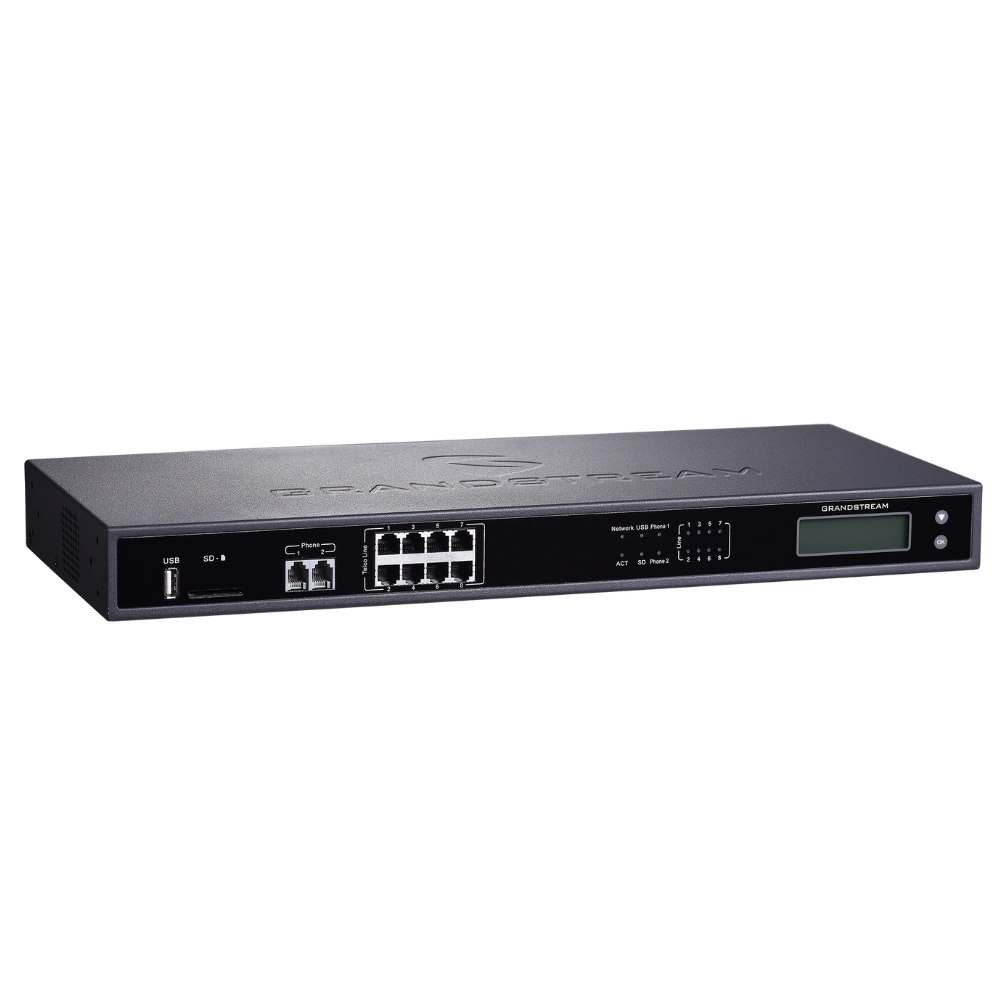 img Central IP Grandstream 2 Troncales 2 Puertos FXO 2 Puertos FXS 500 Cuentas SIP 30 Llamadas Simultaneas 2 Puertos Ethernet Gigabit NAT Soporta Alimentacion PoE UCM6202
