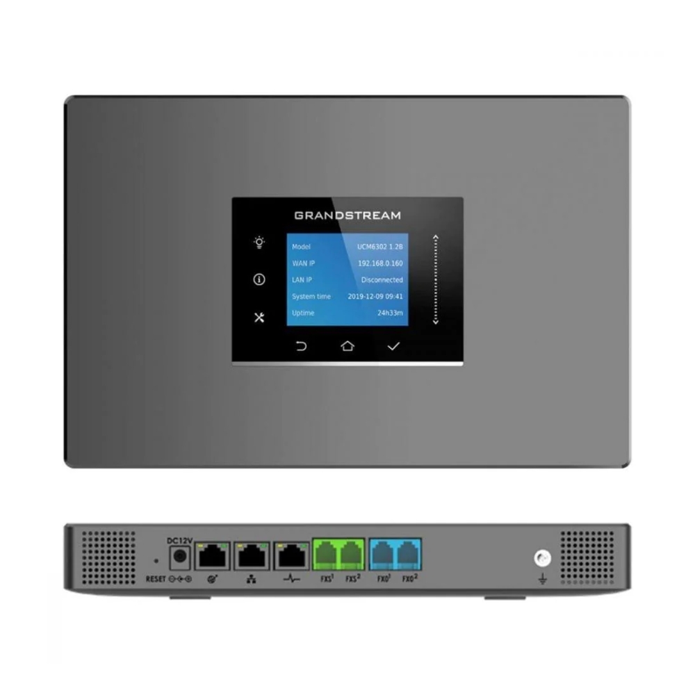 Central IP Grandstream 4 Troncales 4 Puertos FXO 4 Puertos FXS 1000 Cuentas SIP 150 Llamadas Simultaneas 3 Puertos Ethernet Gigabit PoE Soporta Alimentacion PoE UCM6304A