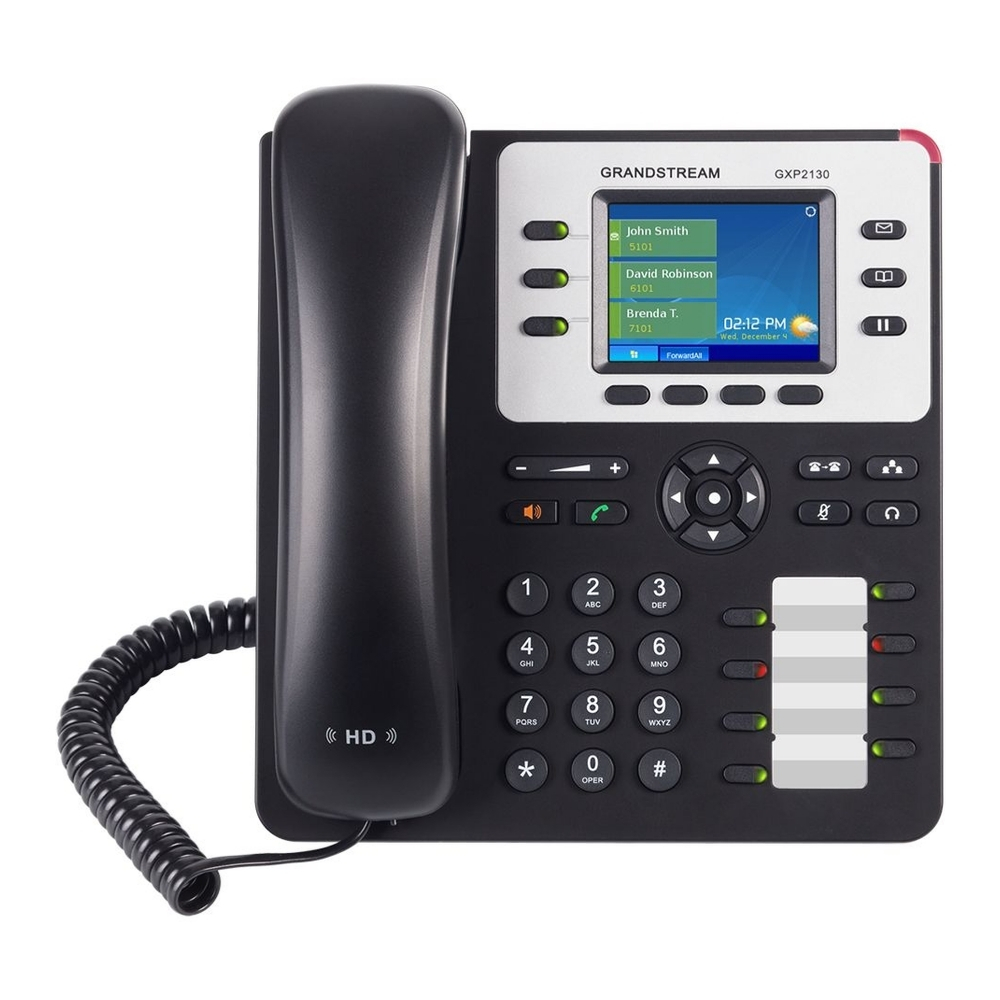 Telefono IP Grandstream 3 Lineas SIP 2 Puertos Gigabit 802.3AF Pantalla LCD 2.8" Audio HD Conferencia 4 Vias Incluye Adaptador GXP2130