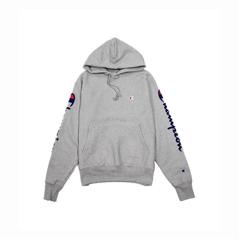 Hoodie Champion Oversized Flock Script Oxford Gray