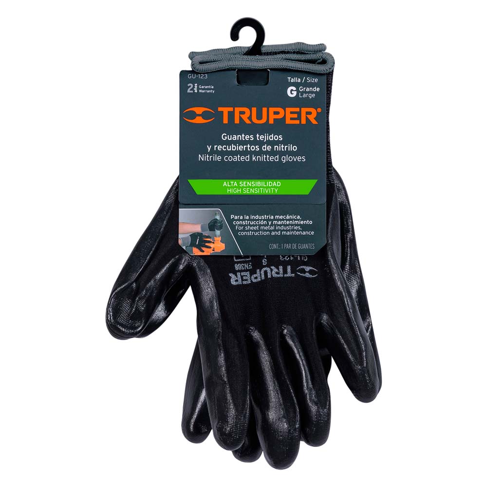 img Guantes Truper de Nylon Recubiertos de Nitrilo Talla G