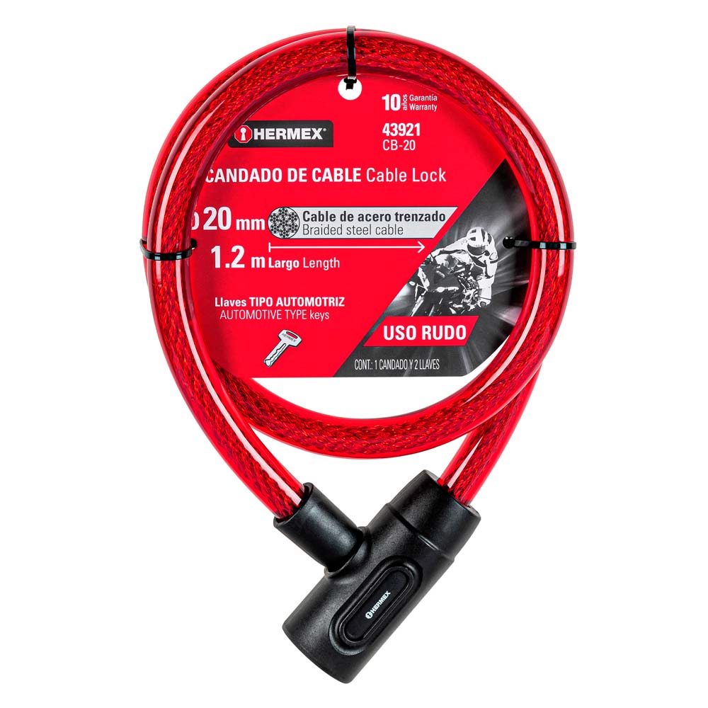 img Candado Hermex de Cable con Llave 20mm x 1.20m