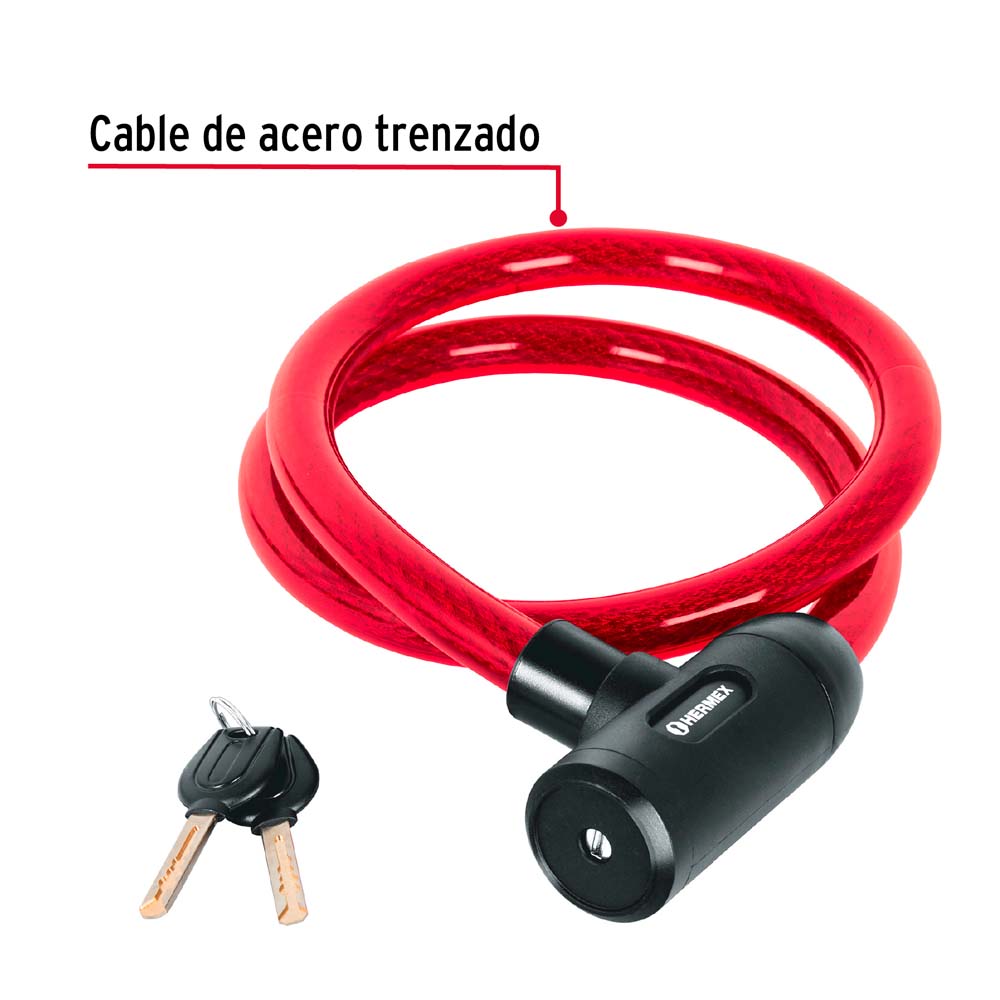 img Candado Hermex de Cable con Llave 20mm x 1.20m