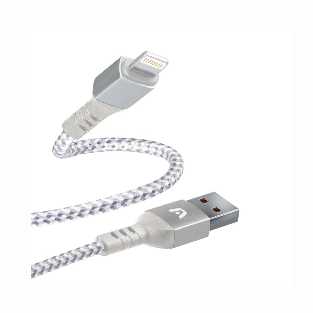 Cable Trenzado de Nailon Lightning a USB 2.0 1,8 m Argom Tech  Blanco