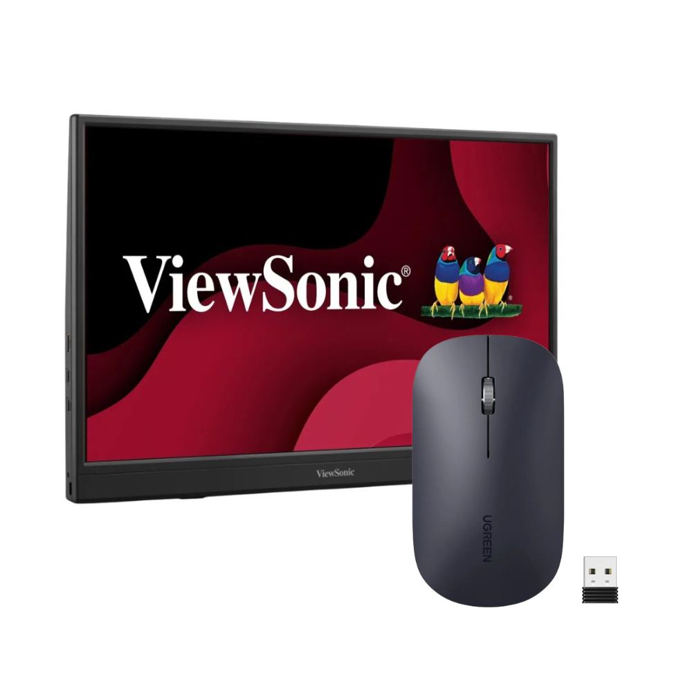 Combo Monitor IPS Portatil Viwsonic + Mouse Inalmabrico Ugreen Color Negro