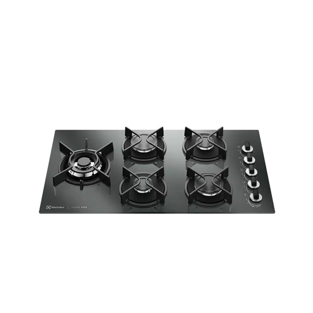 Encimera Electrolux de 5 hornallas, vidrio espejado negro KE5HP