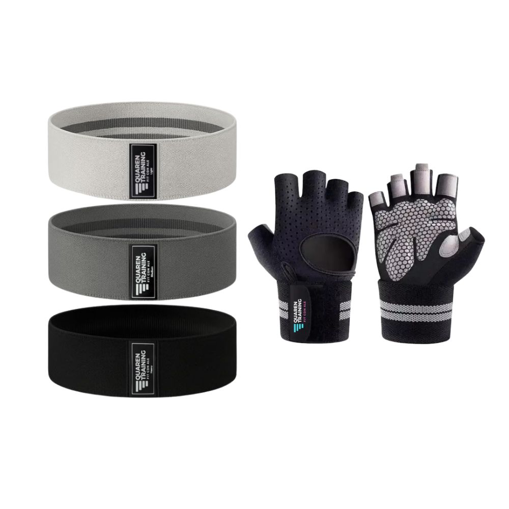 Kit Fitness Set de Bandas de Resistencia + Guantes con Muñequera